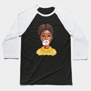 Afro-Amrican girl with chewing gum Baseball T-Shirt